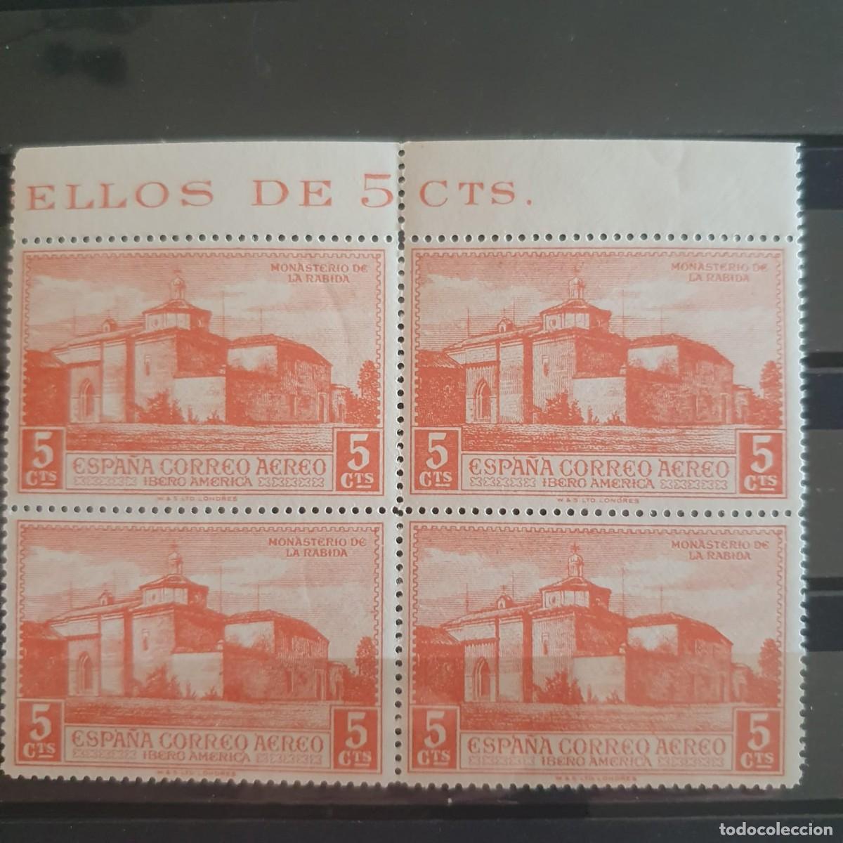 Sellos: EDIFIL 559 ** BLOQUE 4 BORDE HOJA 5 CENTIMOS ESPA&Ntilde;A 1930