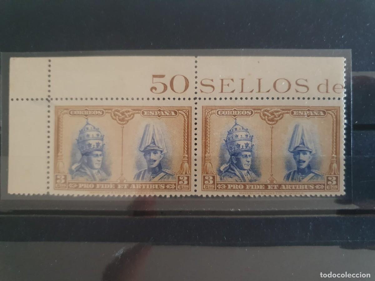 Sellos: EDIFIL 404 ** PAREJA BORDE DE HOJA ESPA&Ntilde;A 1928