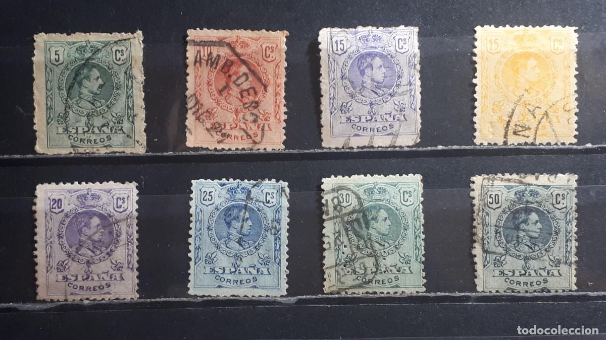 Sellos: ESPA&Ntilde;A. A&Ntilde;O 1909. &deg;. Edifil 268/71, 273/5, 277