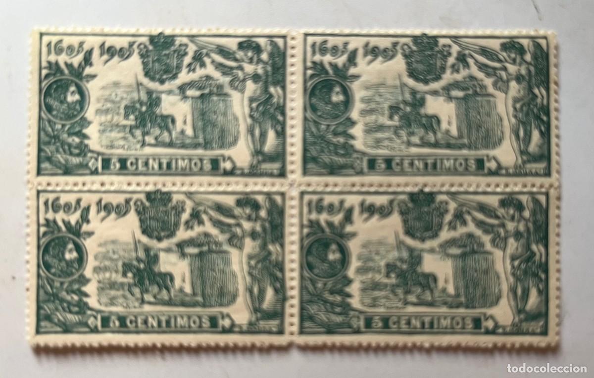 Sellos: 1905 centenario del quijote,,MN*.*centrado,goma,color,numerado,b. de 4
