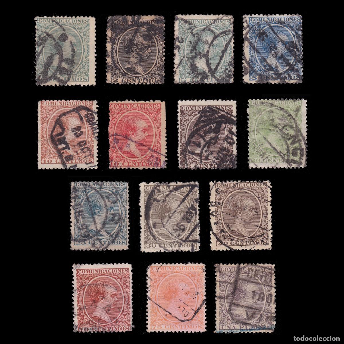 Sellos: Espa&ntilde;a. 1889-01. Alfonso XIII. Cancelados. Edifil. 213-226 + OBSEQUIO.