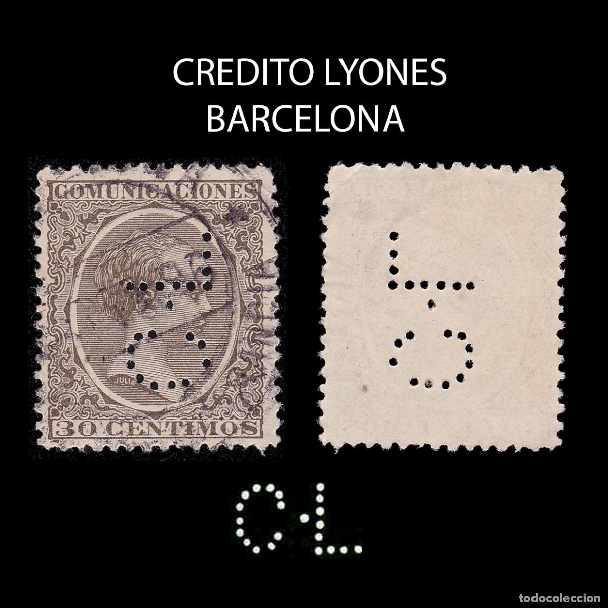 Sellos: PERFORADO. ALFONSO XIII 1889. C-L. 30c .Edifil.222 + OBSEQUIO