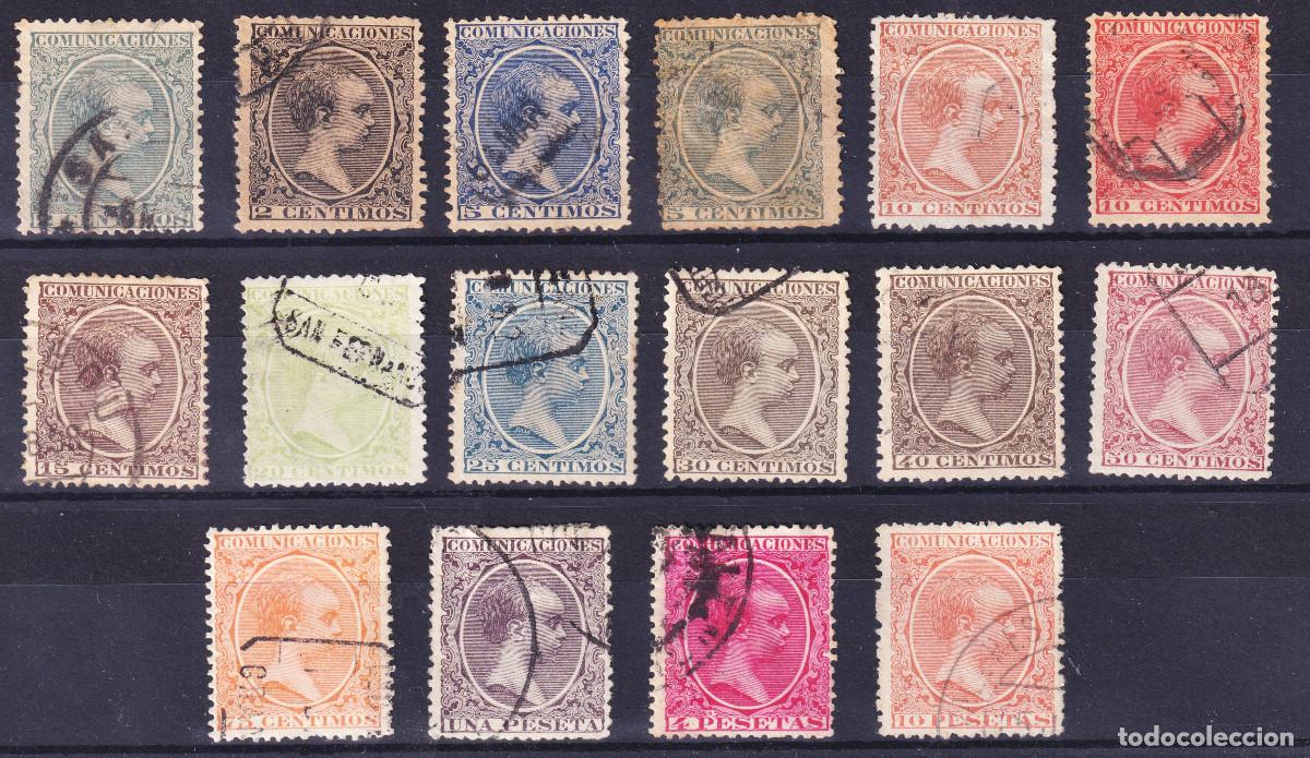 Sellos: ESPA&Ntilde;A ALFONSO XIII PELON - &ordm; 213/228 - A&Ntilde;O 1889-1901 - COMPLETA