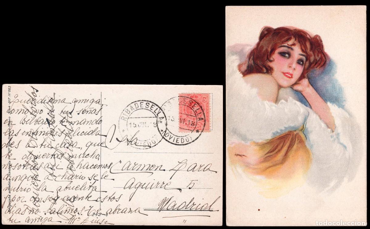 Sellos: Asturias - Edi o TP 269 - Postal &rdquo;Ribadesella 15/Jul./18&rdquo; a Madrid