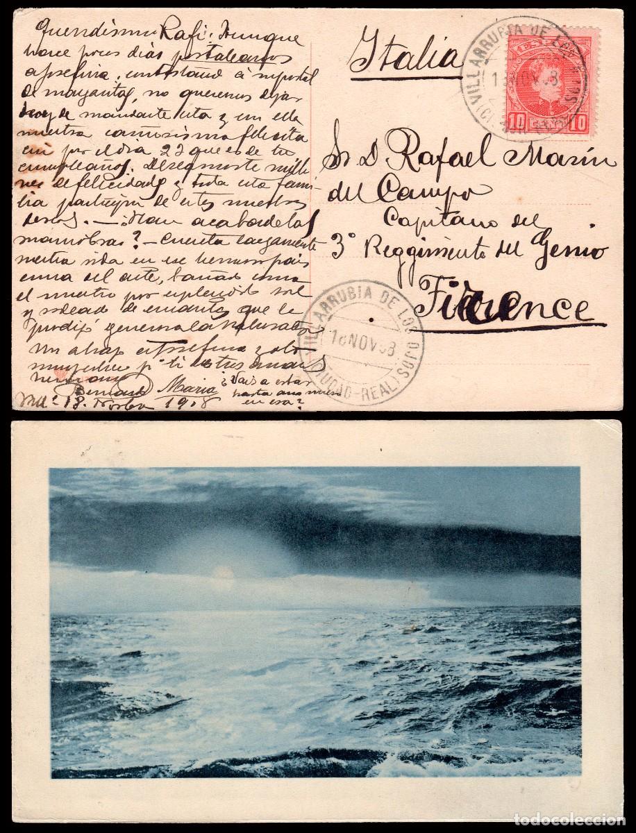 Sellos: Ciudad Real - Edi o TP 243 - Postal Mat &rdquo;Villarrubia de los Ojos 18/Nov./08&rdquo; a Italia