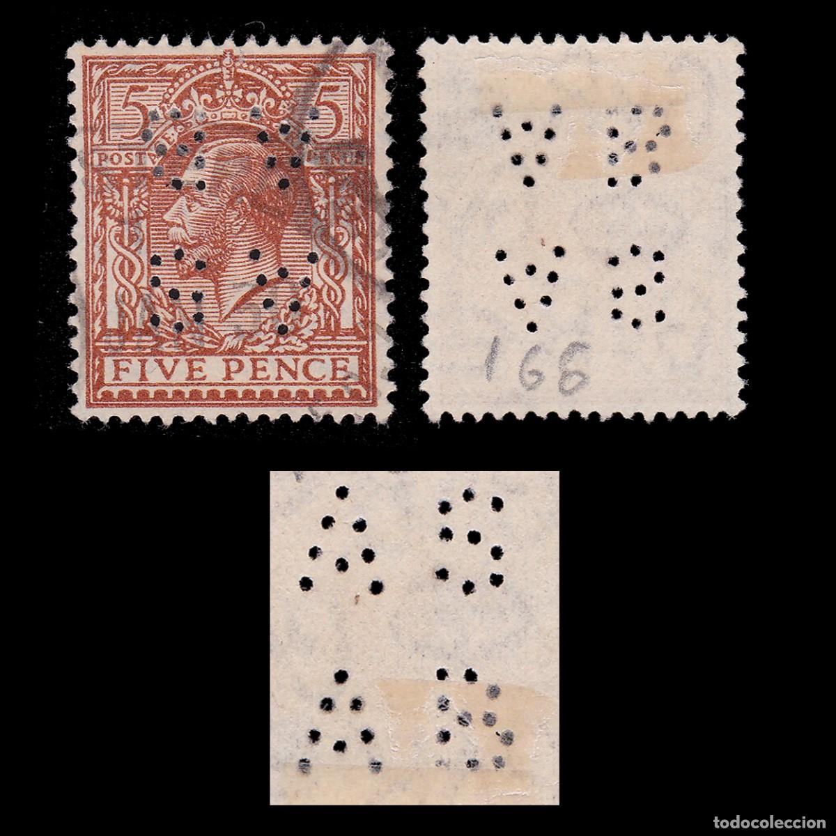 Sellos: G.B. 1924. PERFIN. AS AB 5d CANCEL. SG 425. + GIFT