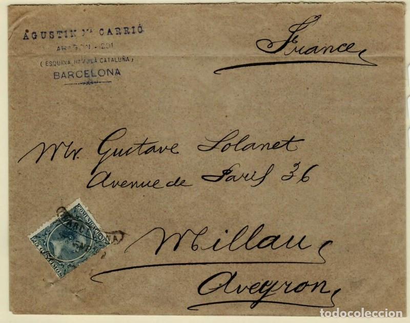 Sellos: FA4821. Emision 1-10-1889, Barcelona a Aveyron (Francia)