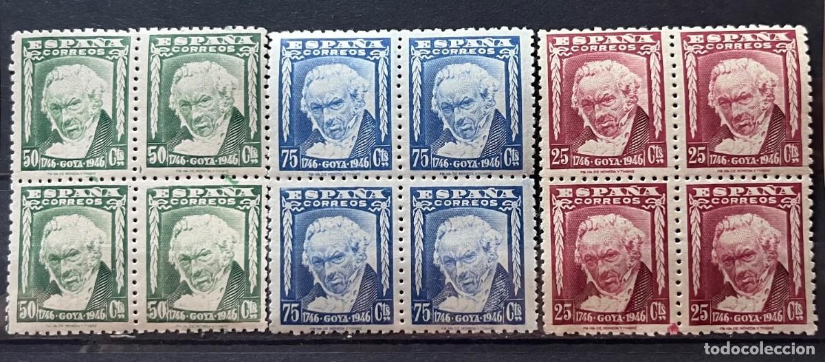 Sellos: 1946 Nacimiento de Goya MNH**,goma,centrados,bloque de 4