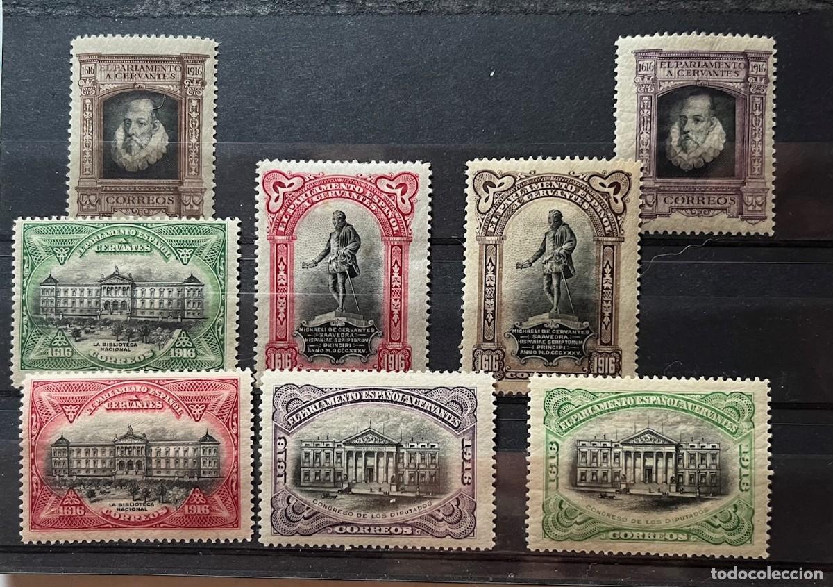 Sellos: 1916 An.muerte de cervantes,centrados,goma,color,4**-4*
