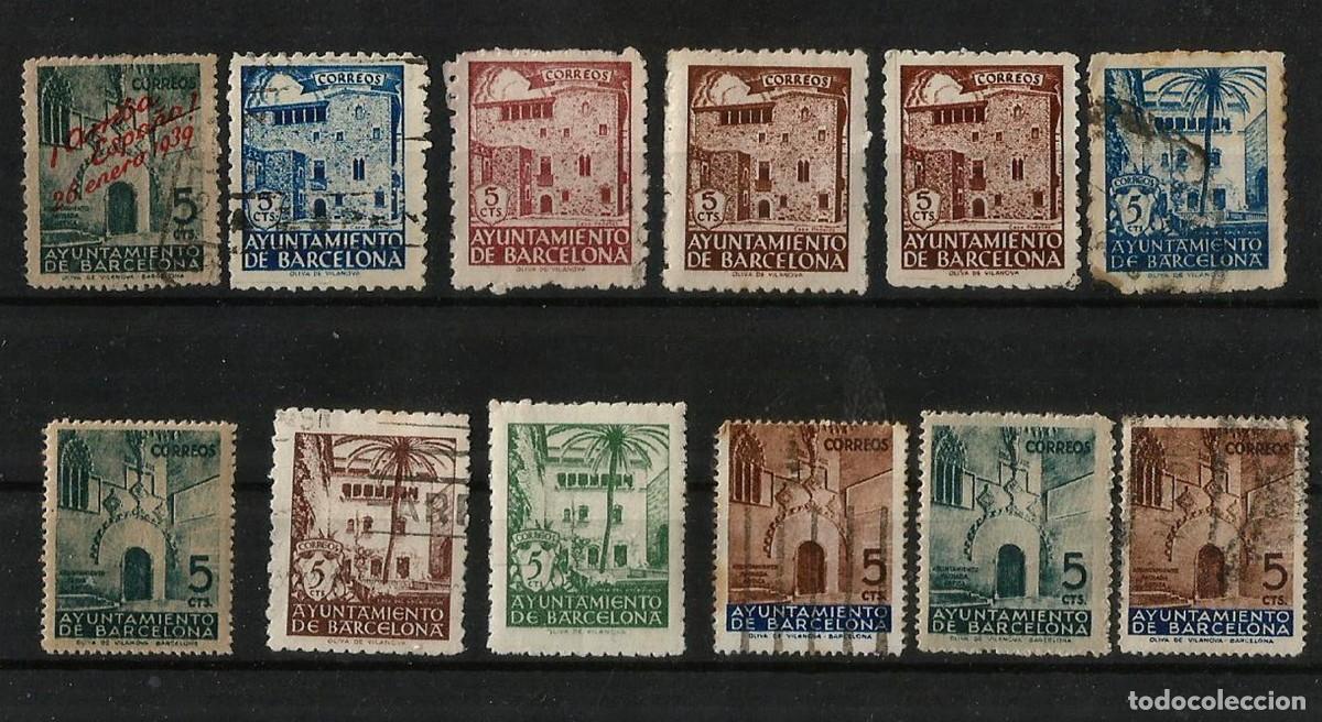 Sellos: ESPA&Ntilde;A - 63 SELLOS AYUNTAMIENTO DE BARCELONA - 1929 - 1931 - NUEVOS Y USADOS