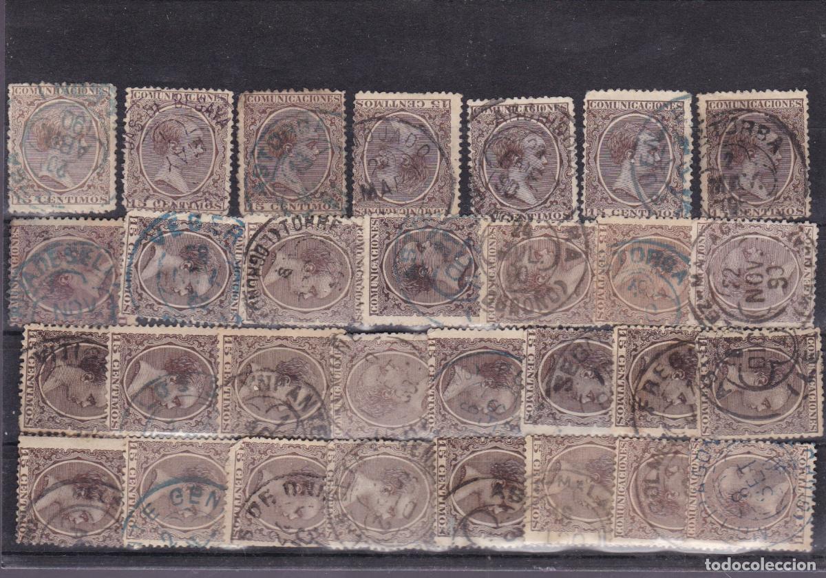 Timbres: FC4-128- Alfonso XIII Pel&oacute;n .x 30 sellos MATASELLOS FECHADOR TREBOL