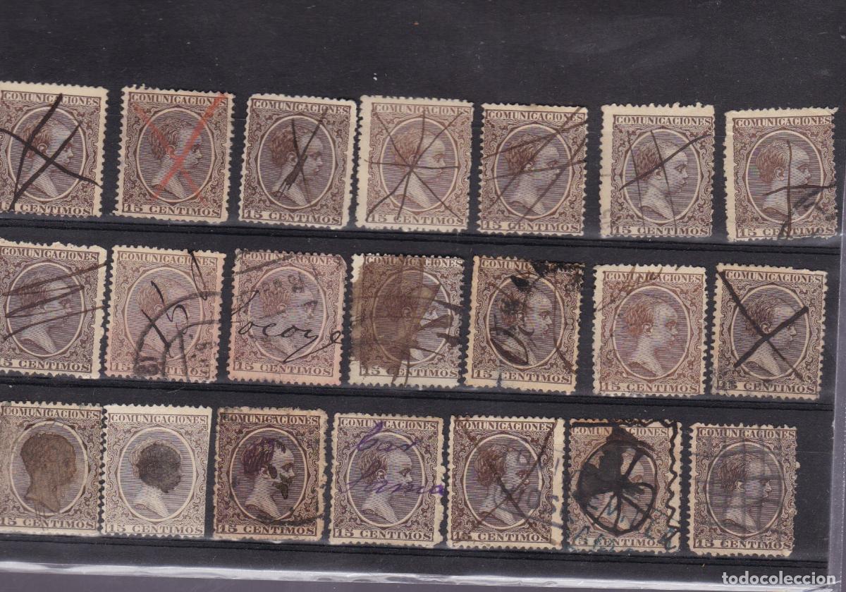 Briefmarken: FC4-129- Alfonso XIII Pel&oacute;n .x 21 sellos MATASELLOS TINTA