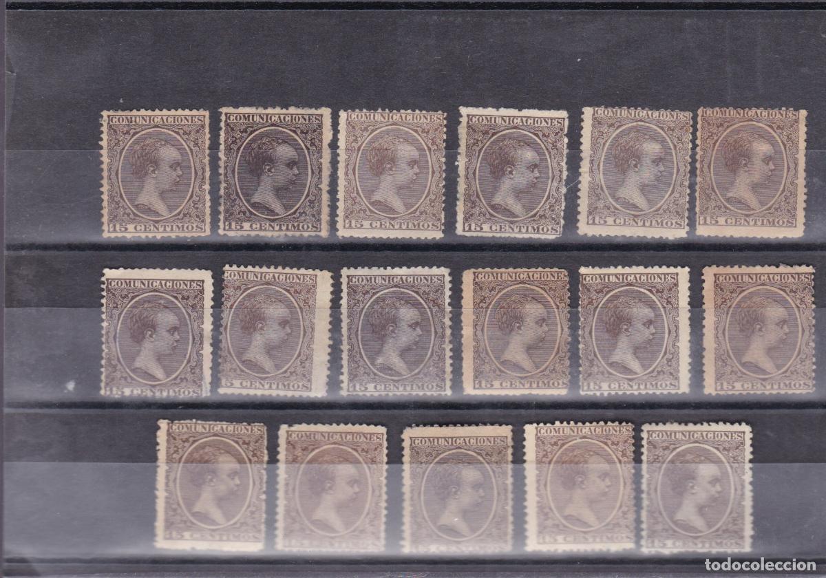 Briefmarken: FC4-131- Alfonso XIII Pel&oacute;n .x 17 sellos NUEVOS (*) Sin Goma. Colores