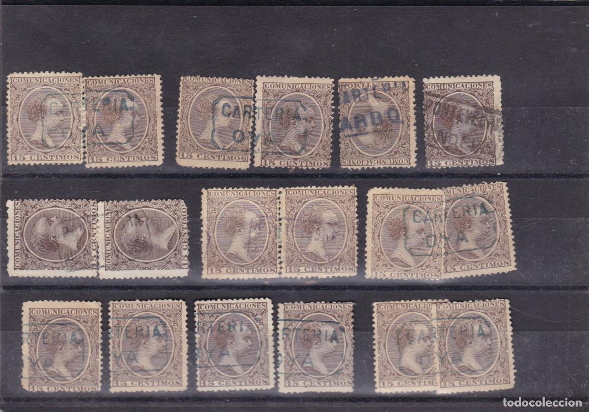 Sellos: FC4-143- Alfonso XIII Pel&oacute;n .x 36 sellos MATASELLOS CARTERIA PONTEVEDRA. Ver 2 Im&aacute;genes