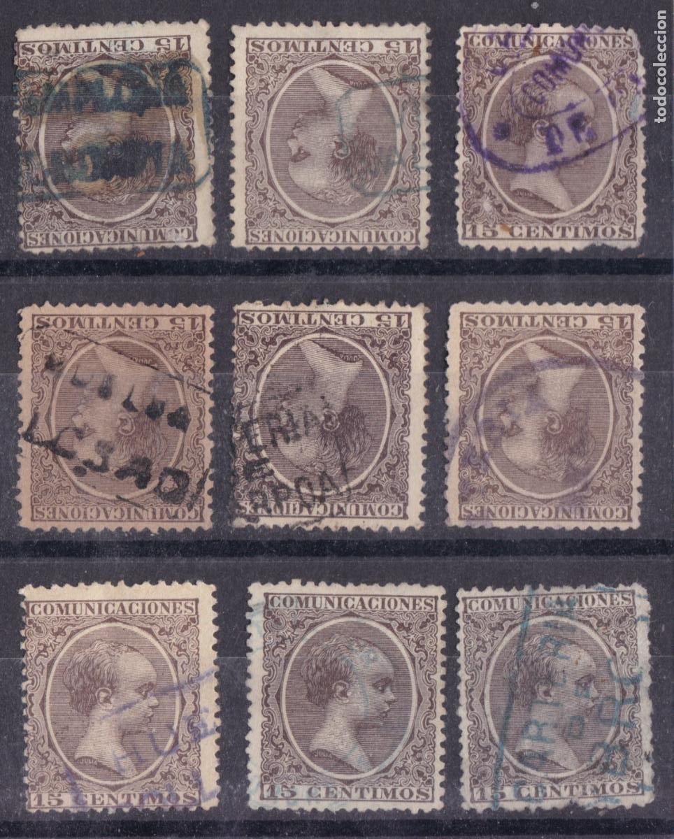 Sellos: FC4-148- Alfonso XIII Pel&oacute;n .x 9 sellos Matasellos CARTERIA raras