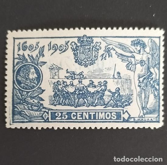 Sellos: Edifil 260 nuevo MH Espa&ntilde;a 1905 Publicacion del Quijote con fijasellos