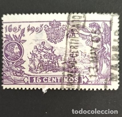 Sellos: Edifil 259 Usados Espa&ntilde;a 1905 Publicacion del Quijote con fijasellos