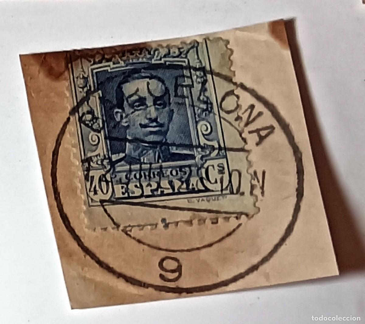 Sellos: FRAGMENTO CON SELLO ALFONSO XIII 40 C&Eacute;NTIMOS &rdquo;VAQUER&rdquo; - MATASELLO GRAN NITIDEZ - A&Ntilde;OS 1922