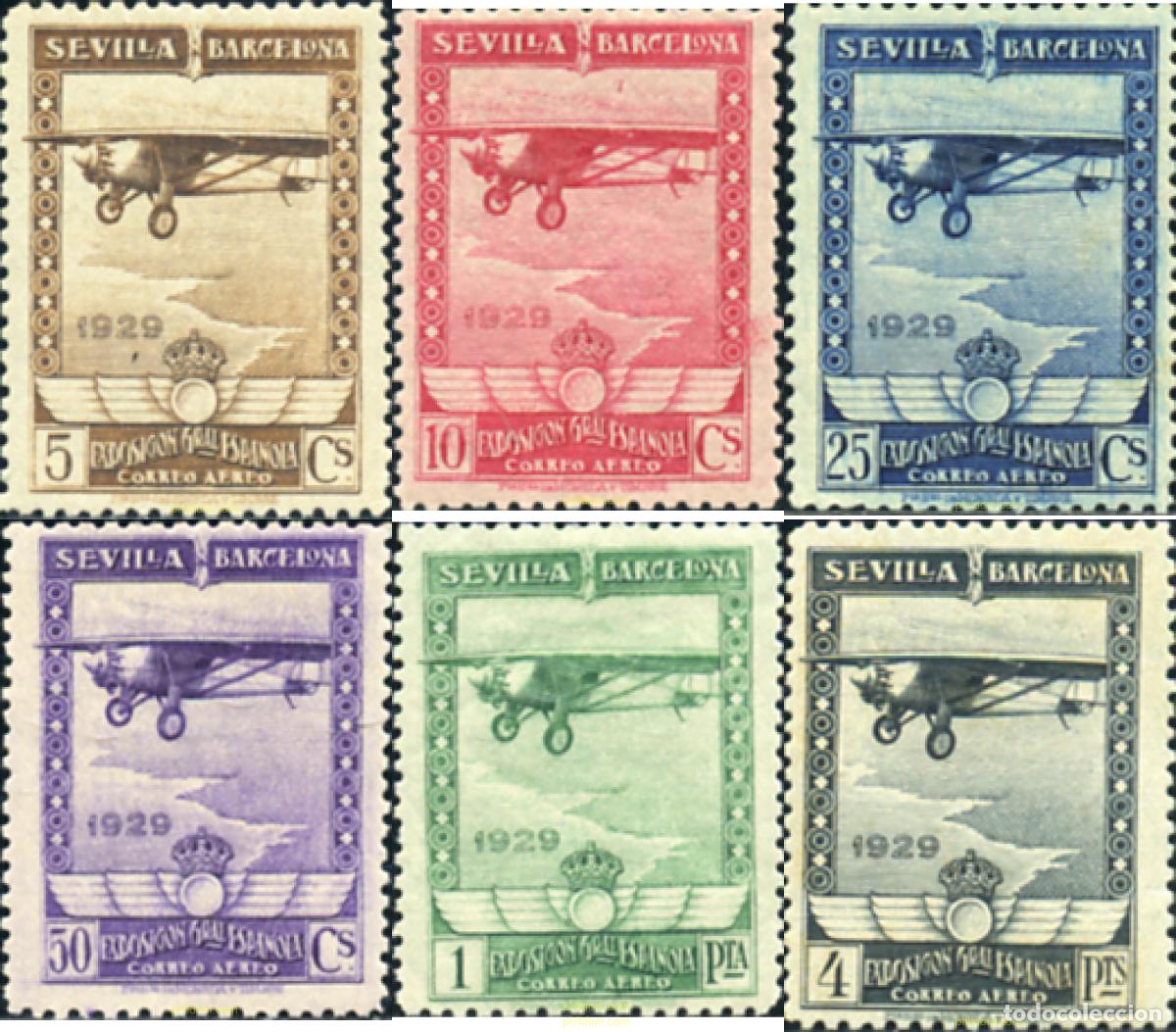 Timbres: 365947 HINGED ESPA&Ntilde;A 1929 EXPOSICION DE BARCELONA Y SEVILLA