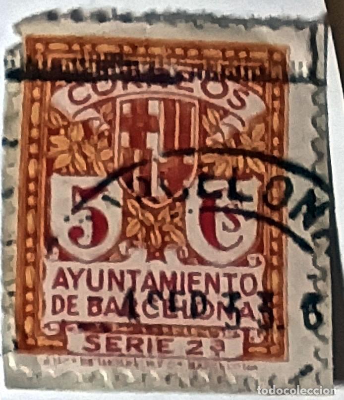 Timbres: SELLO LOCAL AYUNTAMIENTO DE BARCELONA 5 C&Eacute;NTIMOS &rdquo;ESCUDO DE LA CIUDAD&rdquo; SERIE 2&ordf; MATASELLADO - 20/30