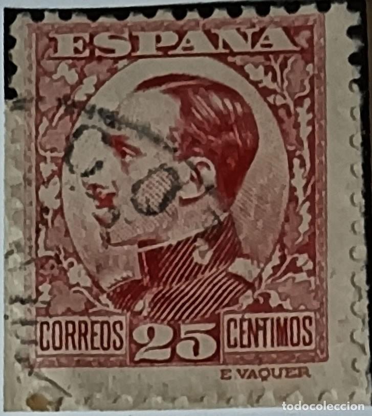 Sellos: SELLO ALFONSO XIII TIPO &rdquo;VAQUER&rdquo; 25 C&Eacute;NTIMOS CARM&Iacute;N &mdash; A&Ntilde;OS 1922-1930