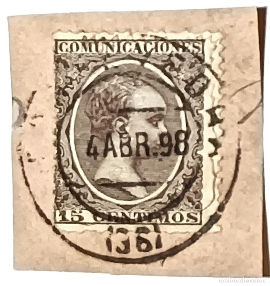 Sellos: SELLO ESPA&Ntilde;A 15 C&Eacute;NTIMOS &rdquo;ALFONSO XIII - TIPO PEL&Oacute;N&rdquo; CON FECHADOR &rdquo;4 ABR. 98&rdquo; - A&Ntilde;OS 1889-1899
