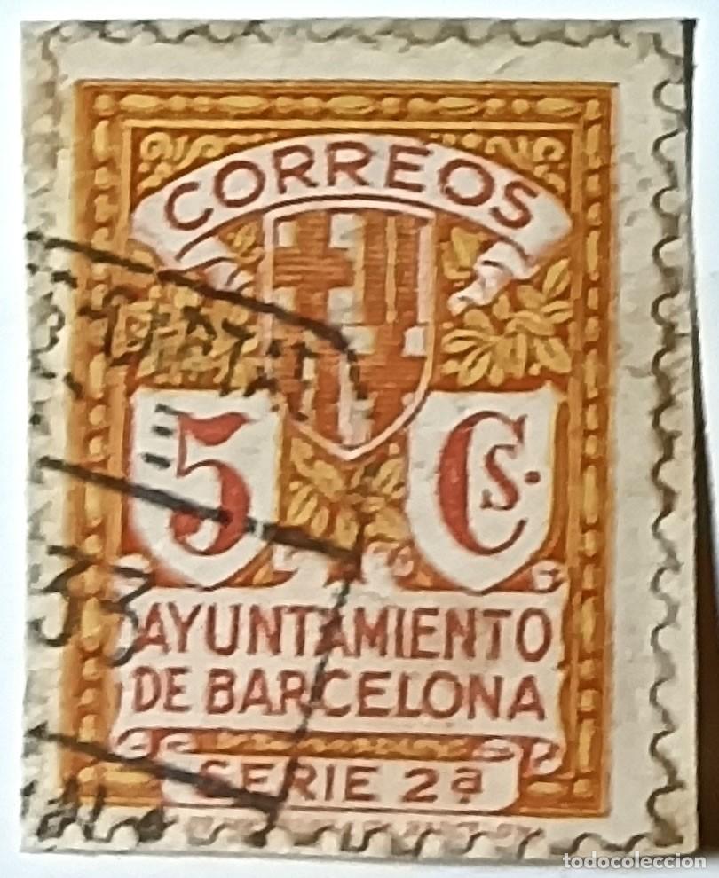 Francobolli: SELLO MUNICIPAL &rdquo;AYUNTAMIENTO DE BARCELONA&rdquo; 5 CTS - SERIE 2&ordf; - MATASELLADO - 1930-1940