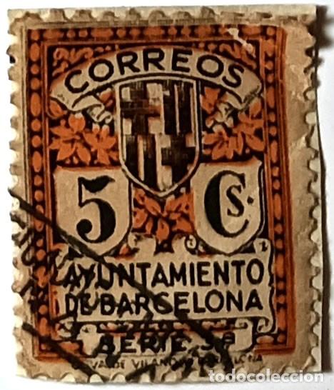 Francobolli: SELLO MUNICIPAL &rdquo;AYUNTAMIENTO DE BARCELONA&rdquo; 5 CTS - SERIE 3&ordf; - MATASELLADO - 1930-1940