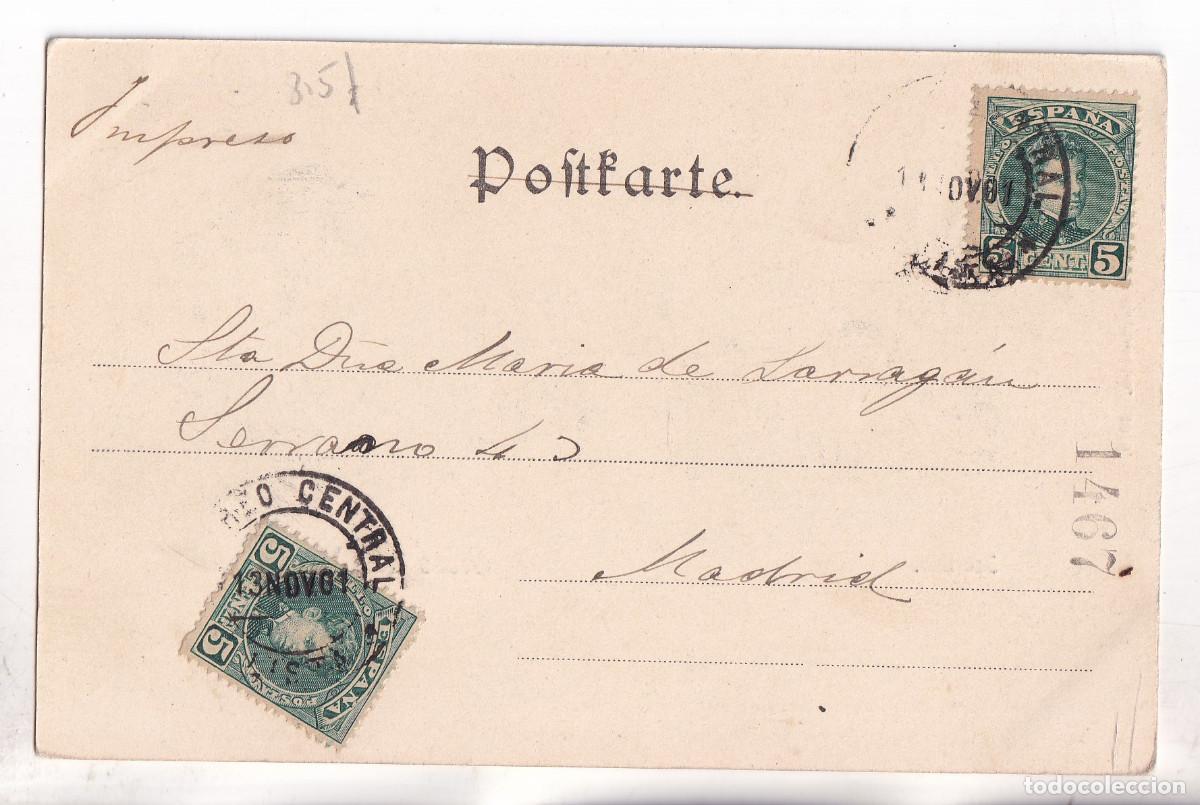 Sellos: POSTAL IMPRESOS. CORREO CENTRAL. LISTA. MADRID. 1901