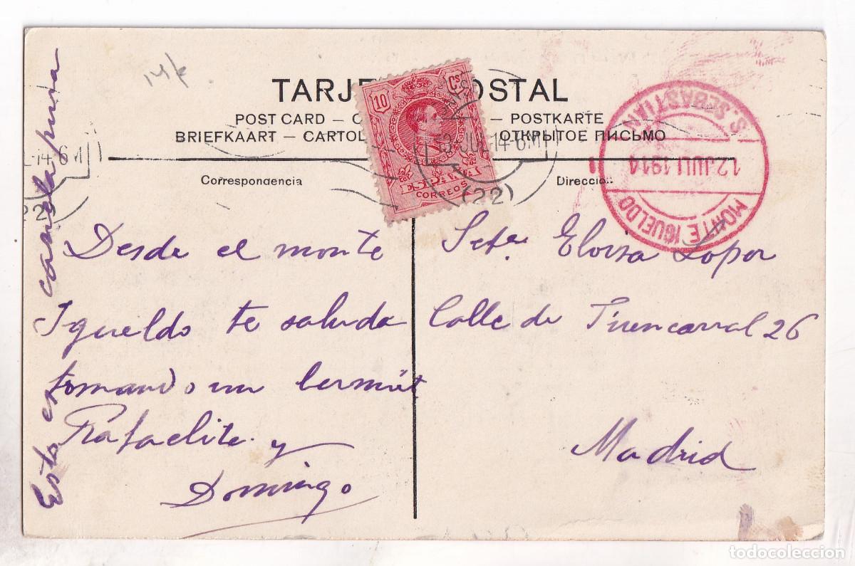 Sellos: POSTAL. SAN SEBASTI&Aacute;N. 1914. PQA&Iacute;S VASCO. RARO FECHADOR MONTE IGUELDO.