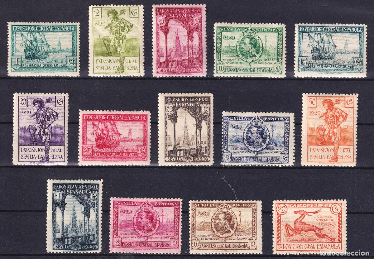 Sellos: ESPA&Ntilde;A PRO EXPOSICIONES SEVILLA BARCELONA * 434/447 A&Ntilde;O 1929 - MH - LUJO