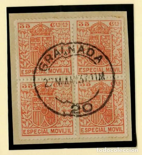 Timbres: FA7057. FISCALES. 1923/32. Bloque de 4 valores de 35c naranja