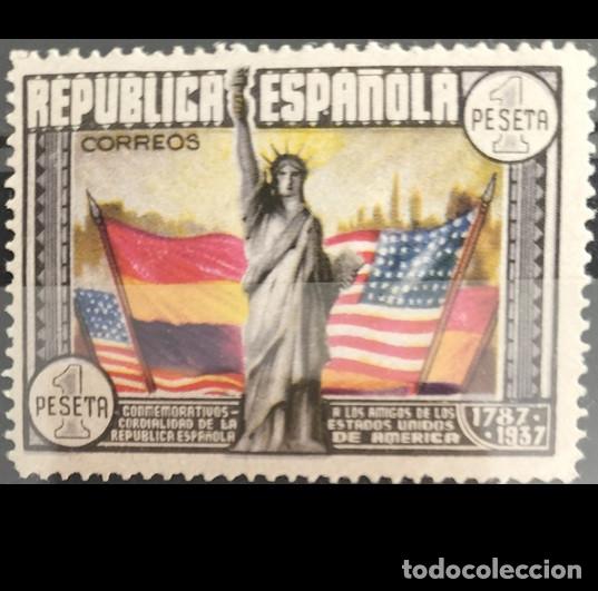 Sellos: Edifil 763 SIN FIJASELLOS MNH CL Aniversario Constitucion EE.UU Espa&ntilde;a 1938