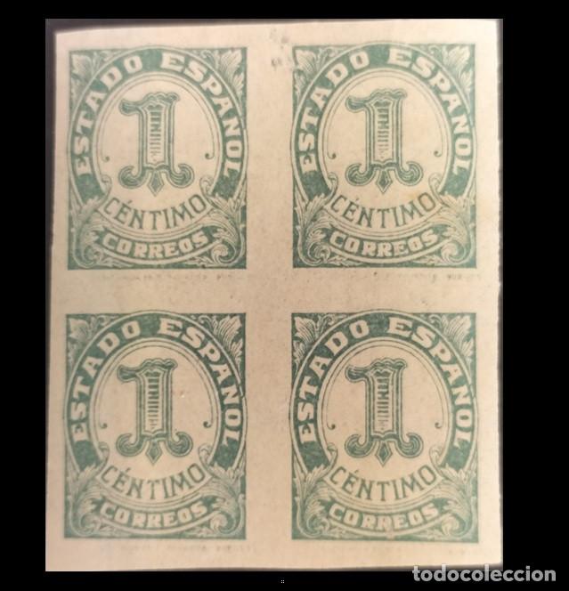 Sellos: Edifil 814 Bloque de 4 SIN FIJASELLOS MNH Cifras Cid e Isabel sello Espa&ntilde;a a&ntilde;o 1937-1940