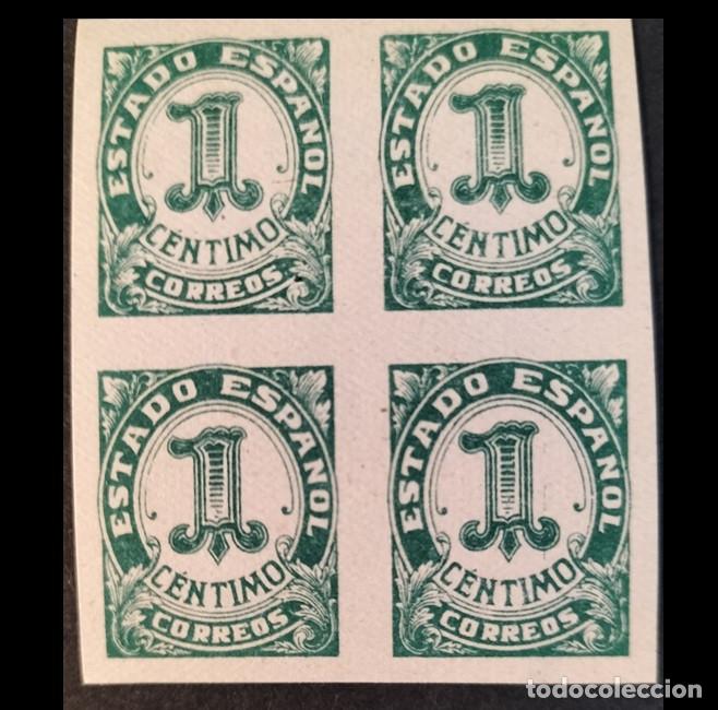 Sellos: Edifil 814 Bloque de 4 SIN FIJASELLOS MNH Cifras Cid e Isabel sello Espa&ntilde;a a&ntilde;o 1937-1940