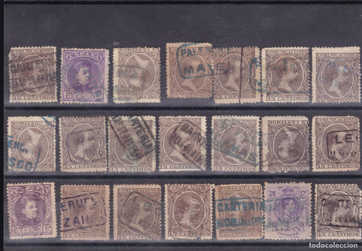 Sellos: FC4-5- Alfonso XIII x 21 Sellos Matasellos CARTERIA