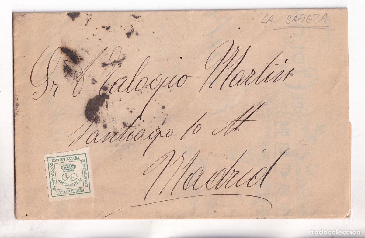 Sellos: BONITA CARTA, LA BA&Ntilde;EZA. LE&Oacute;N. 1900. A MADRID. CUARTILLO.