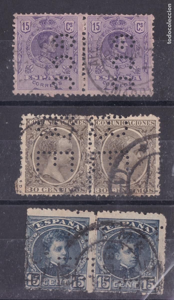 Timbres: FC4-63- Alfonso XIII x 6 Sellos PERFORADOS . PAREJAS