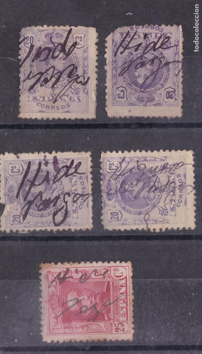 Timbres: FC4-37- Alfonso XIII x 5 Sellos Matasellos Carteria Manuscrita HIGUERA de VARGAS Badajoz
