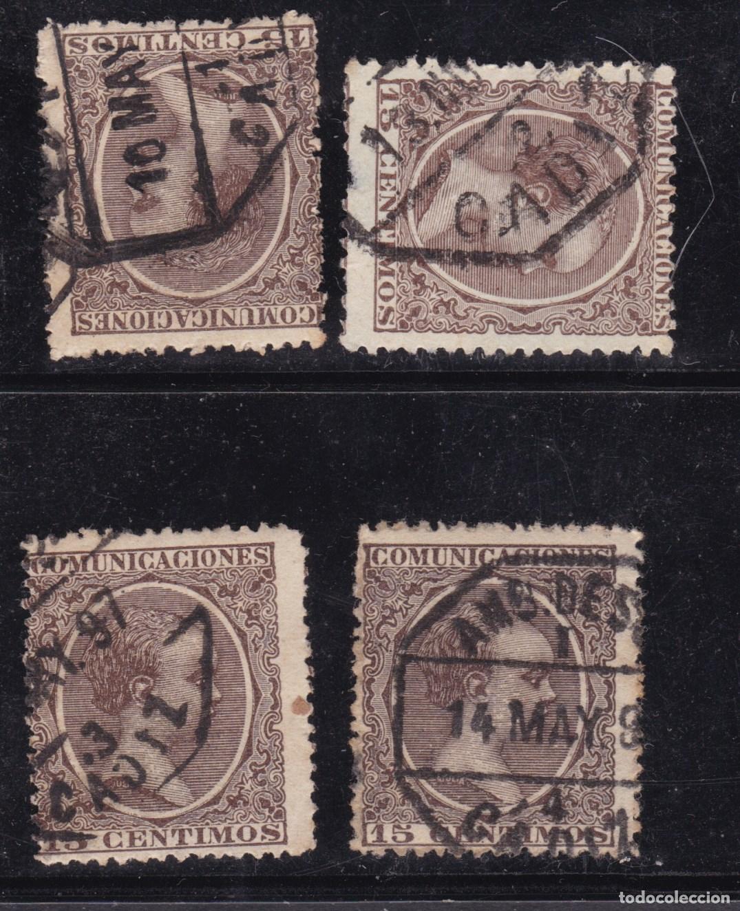 Timbres: FC4-140- Alfonso XIII x 4 Sellos Matasellos AMBULANTE CADIZ 1 a 4