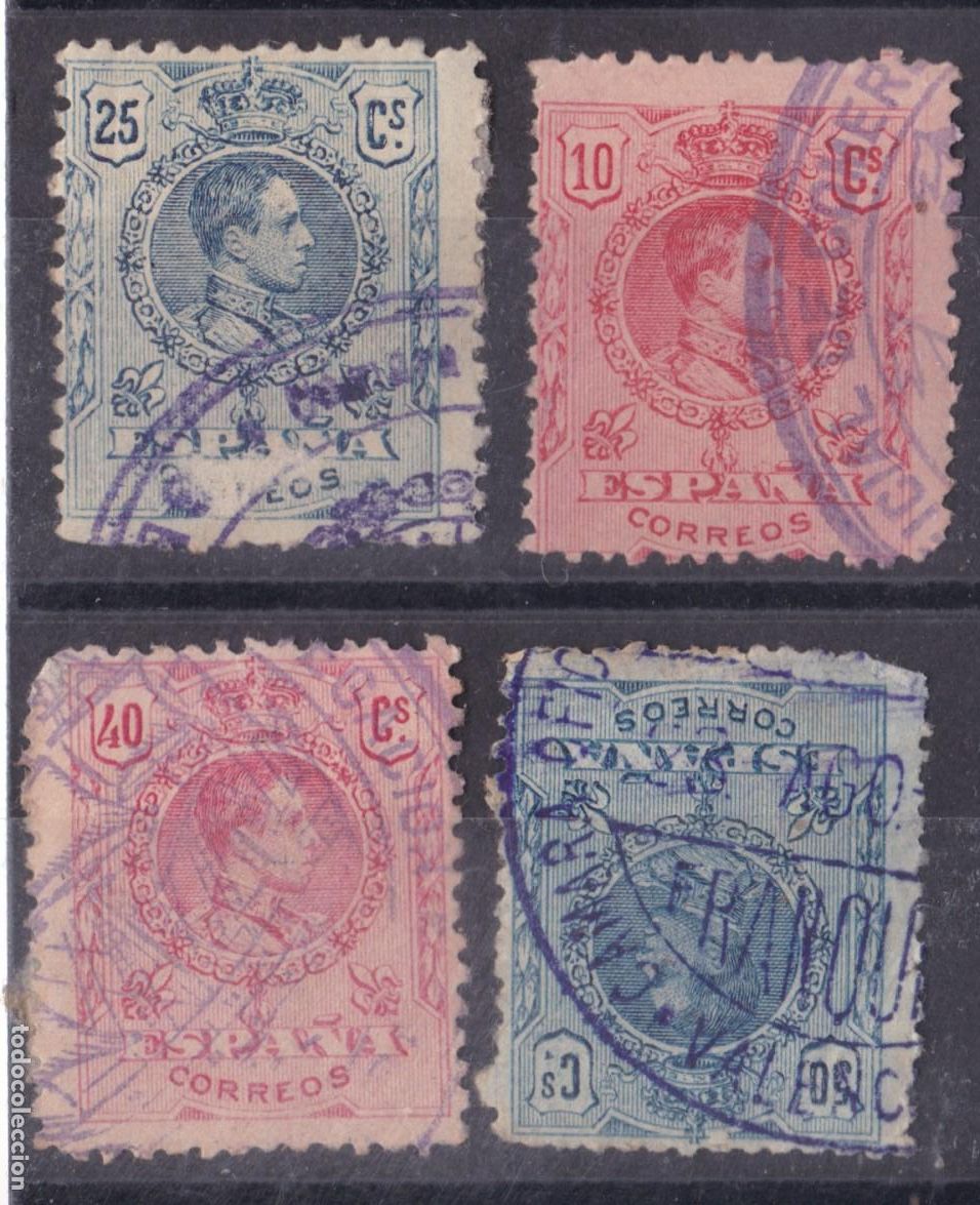 Timbres: FC4-140- Alfonso XIII x 4 Sellos Matasellos CAMARA COMERCIO (huelga Correos)