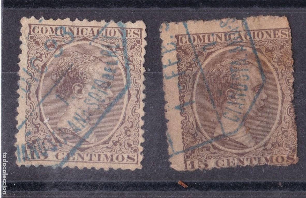 Sellos: AA1- Alfonso XIII Pel&oacute;n Matasellos Ambulante Azul CIA&Ntilde;O SANTA ANA-SOTO DEL REY