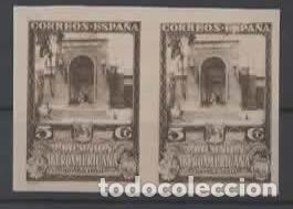Sellos: PRO UNION IBEROAMERICANA 1930 PABELLON VENEZUELA PAREJA SIN DENTAR CON CHARNELA MH