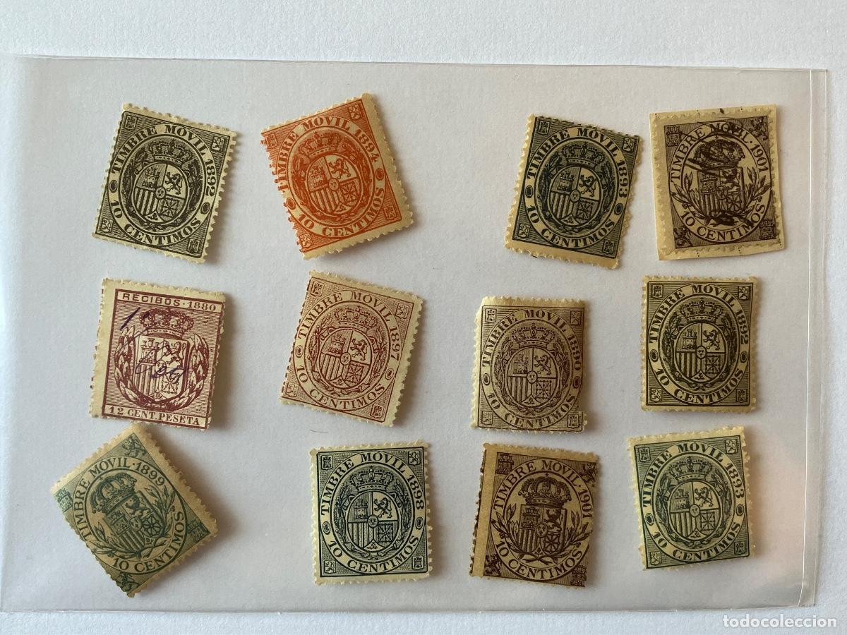 Sellos: Lote de 12 Timbre m&oacute;vil usados. 1880 - 1901.