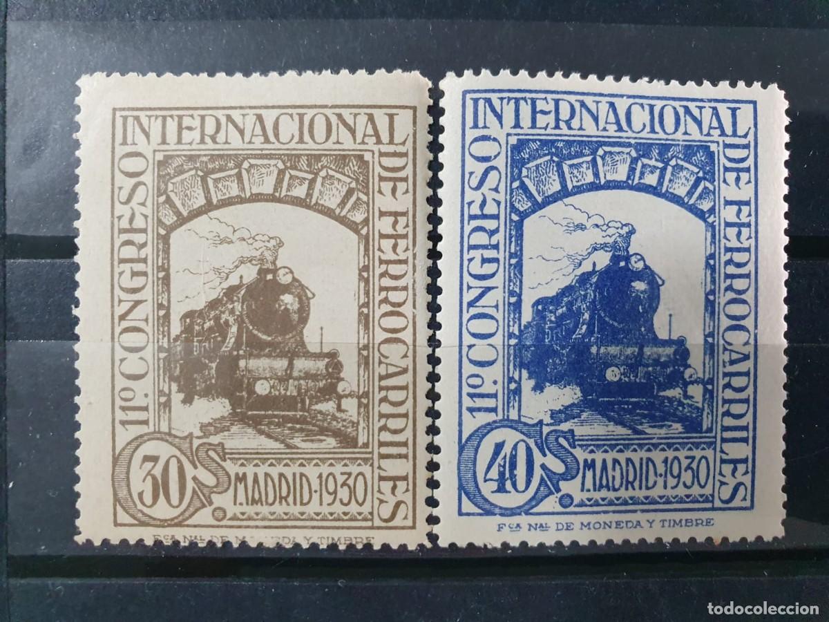Sellos: EDIFIL 476 ** + 477 ** FERROCARILES ESPA&Ntilde;A 1930