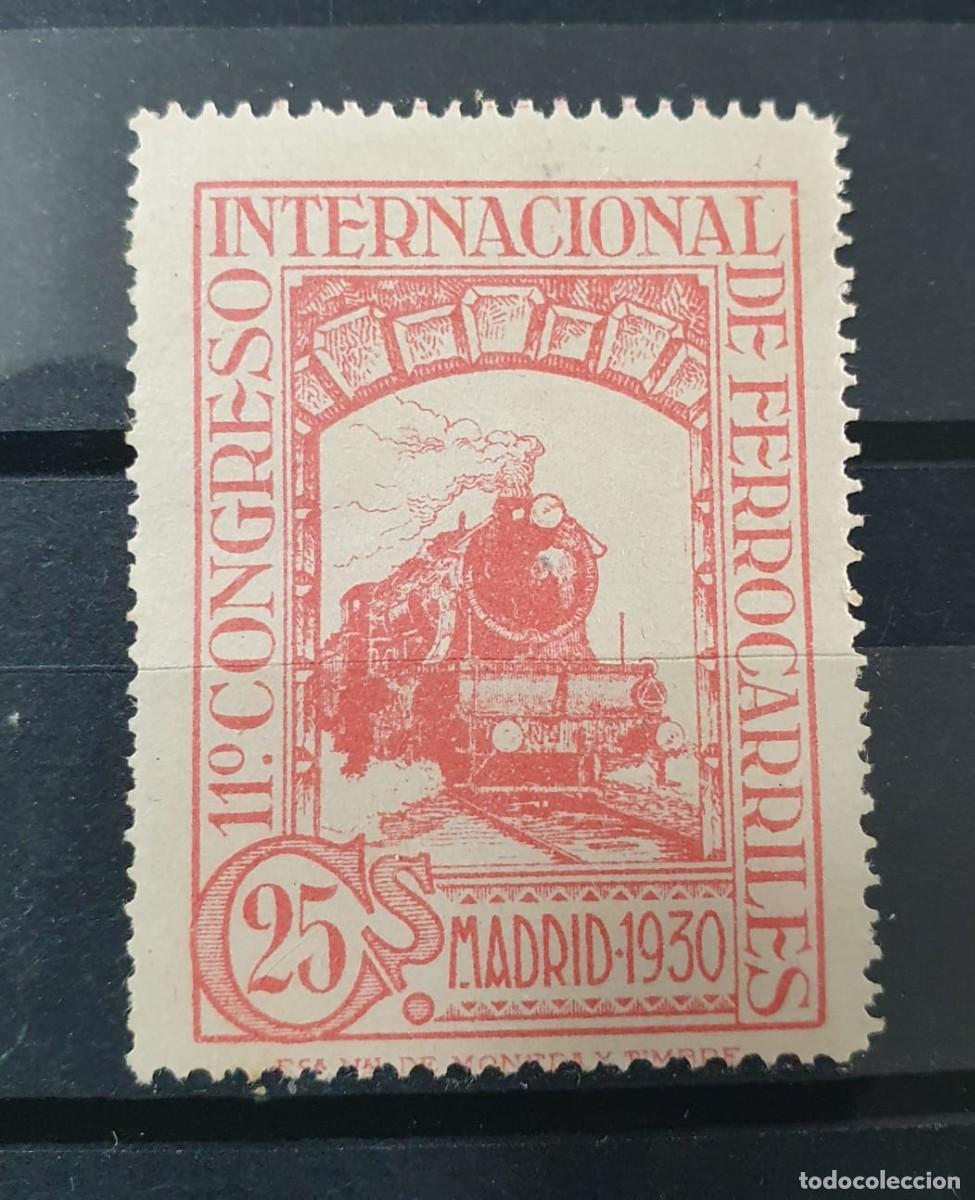 Sellos: EDIFIL 475 ** FERROCARRILES 25 CENTIMOS ROSA ESPA&Ntilde;A 1930
