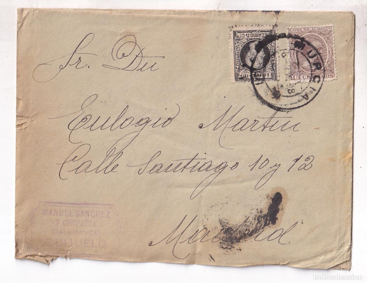 Sellos: SOBRE CON LA CARTA. MURCIA. 1898. IMPUESTO DE GUERRA