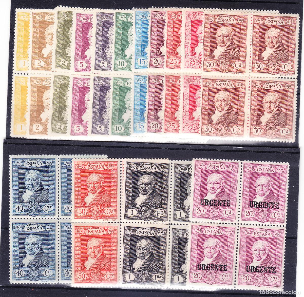 Timbres: **499/516 serie CTA. QUINTA DE GOYA 1930 EN BLOQUE DE 4- NUEVA SIN CHARNELA-RARA