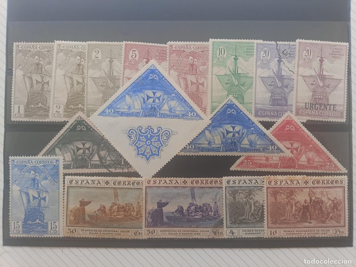 Sellos: Descubrimiento de Am&eacute;rica, 1930, 17 sellos, serie completa ( incluye sello con bandeleta)