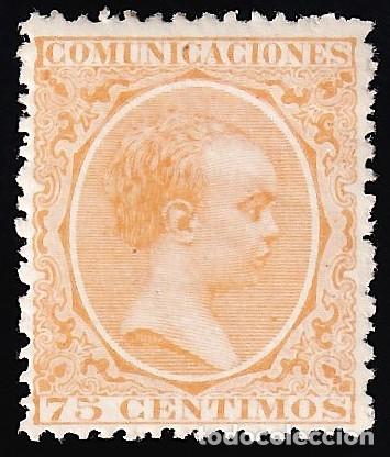 Sellos: ESPA&Ntilde;A, 1889-1901 EDIFIL N&ordm; 225 /*/, 75 c. naranja